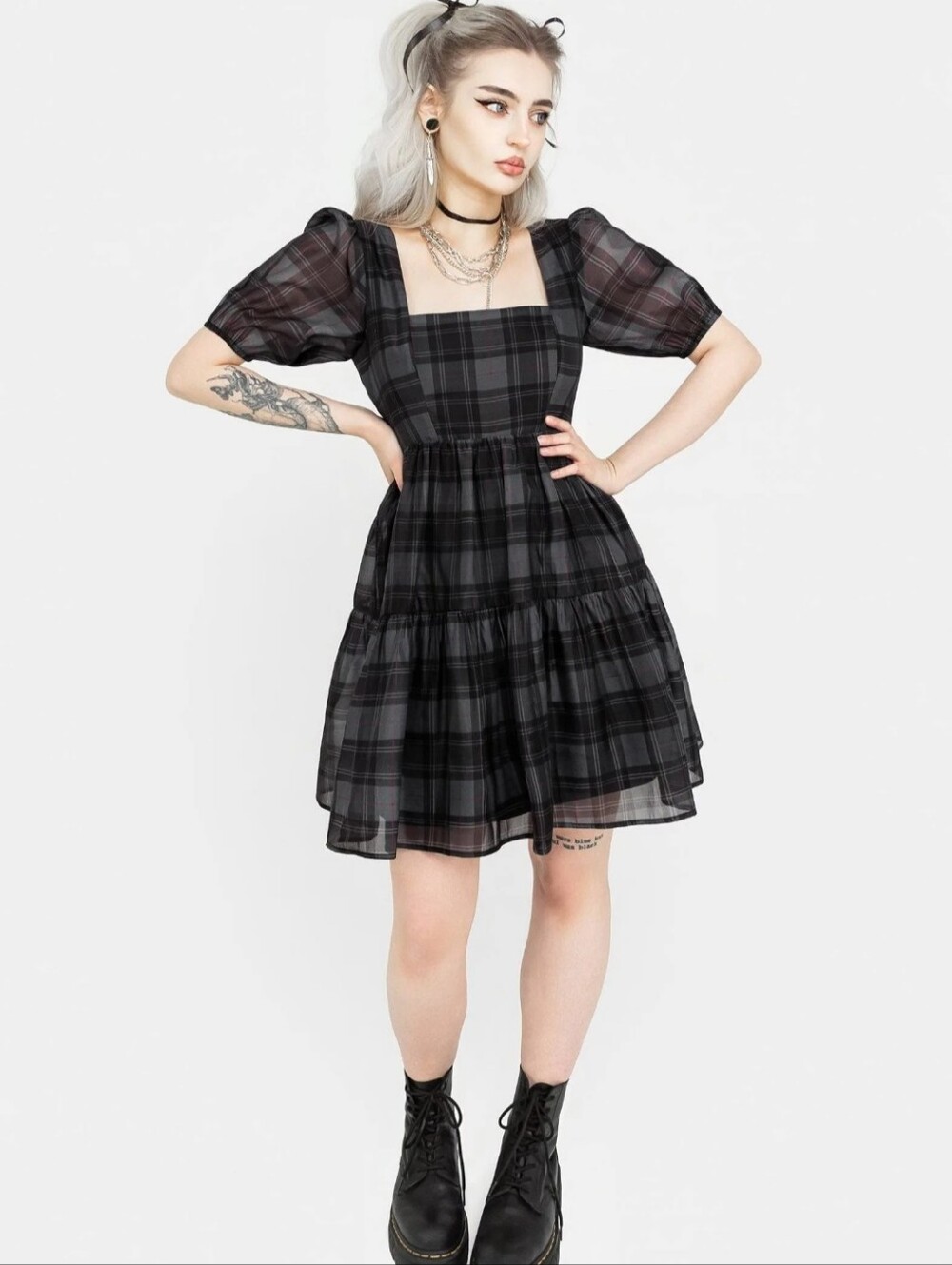 Disturbia SALOME Organza Puff Sleeve 90s Mini Dress
